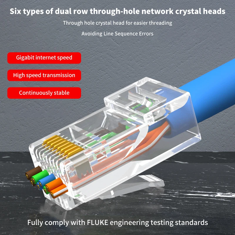 20pcs Network Cable Rj45 Category 5e Unshielded 8p8c Crystal Head Connector Router Switch Connection Multi-scene Wiring Socket