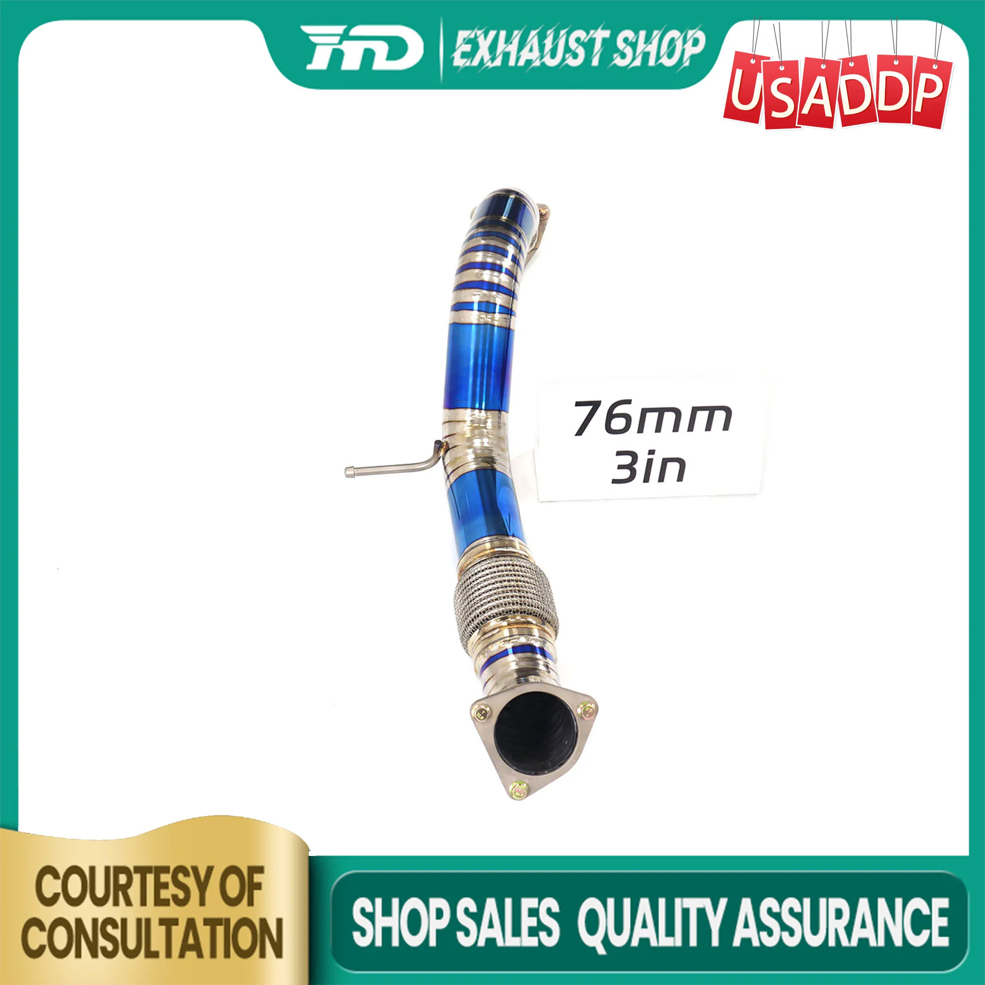 

HMD Resonant Tube for Honda Civic Type-R Fl5 Ti Exhaust system High precision Increased power Sounds good
