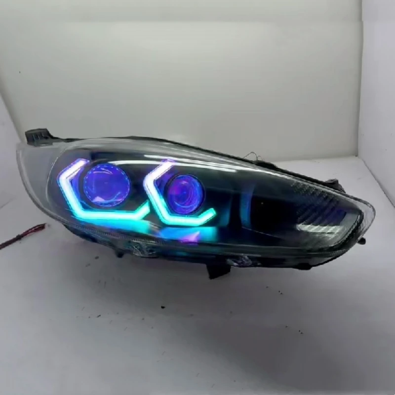 Led Headlight Assembly for Ford Fiesta 2013-2015 Modified Daytime Running Light Angel Eyes Front Head Lamp