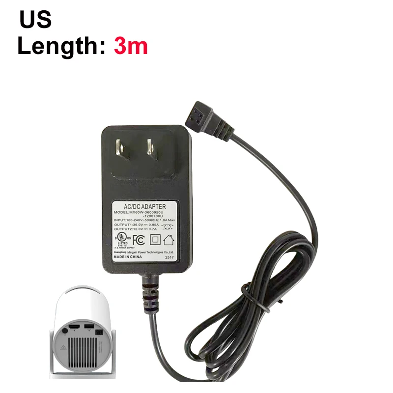 DITONG HY300pro+ Projektor 1,2/3m Original Verlängertes Stromadapter DC-Kabelverlängerung Geeignet für Magcubic HY300 Pro+ Projektor – Detail 8