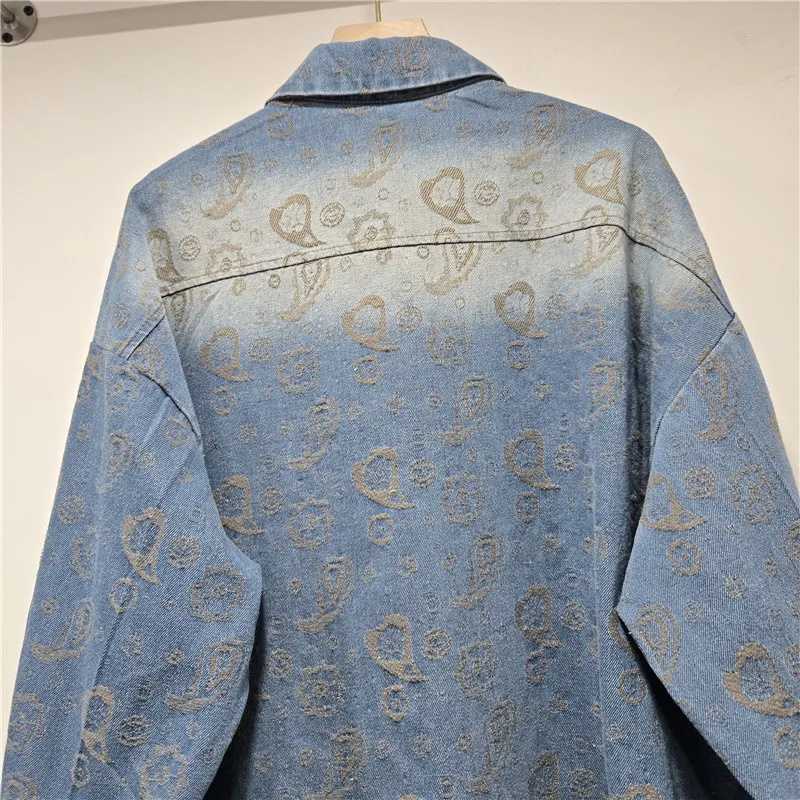 ANJY 2026 Early Spring New Women European Fashion Elegant Jacquard Diamonds Denim Shirt Chic Long Sleeve Casual Versatile A18340