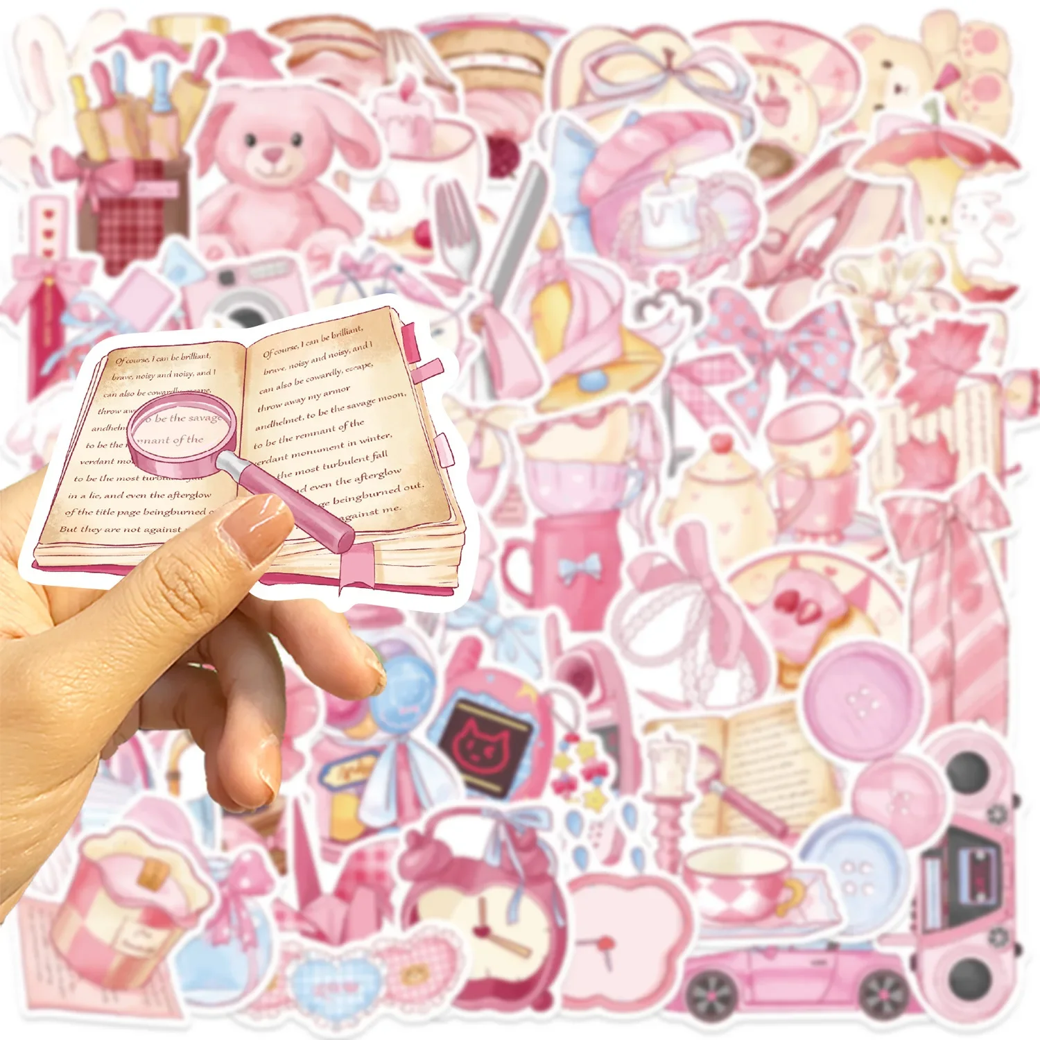 50pcs Pink Aesthetic Girl Stickers for Laptop Water Bottle Luggage Phone Waterproof Sticker Graffiti Vinyl Decals