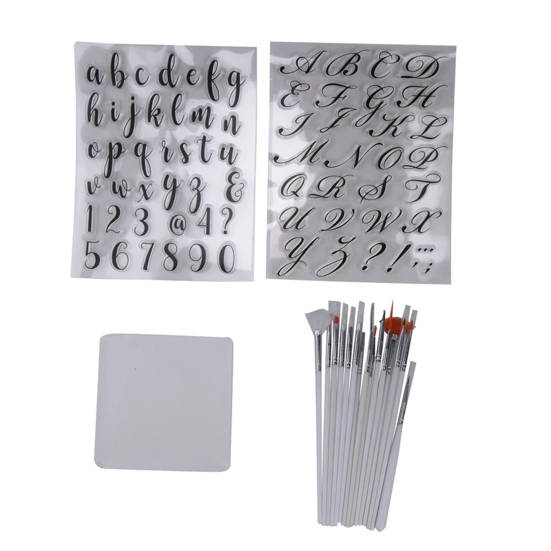 Alphabet Cake Stamp Tools,Letter Fondant Stamps With Decorating Brushes,Numbers Fondant Mold For Cookie Cake Decorating