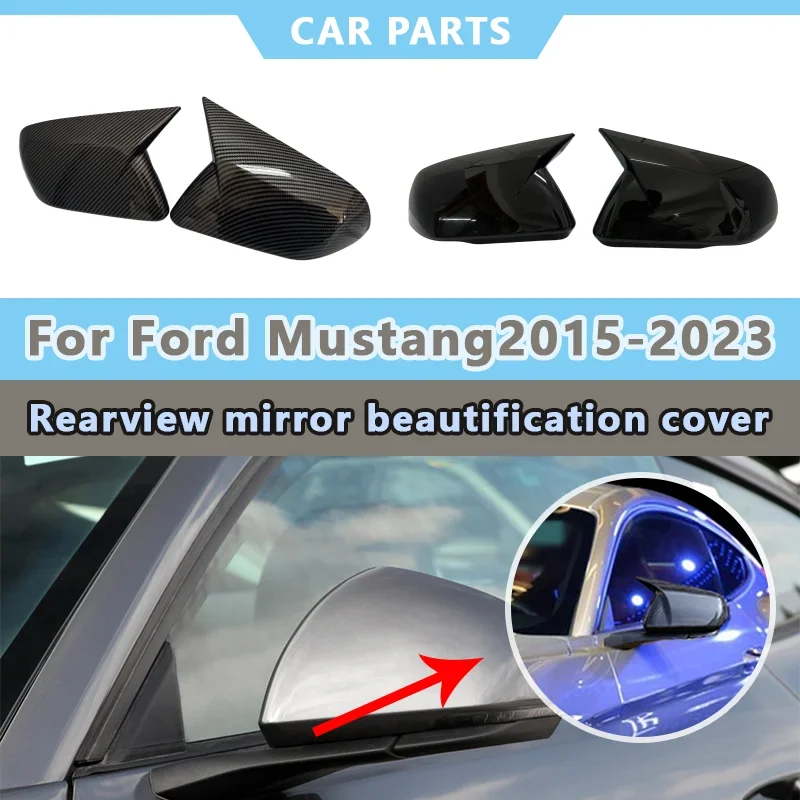 

Pair Side Rearview Mirror Cover For Ford Mustang 15-22 Version Without/With Mirror Indicator Mirror Caps Car Accessories