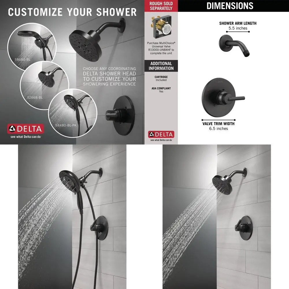 

Single-Function Shower Trim Kit, Matte Black, 14 Series (Shower Sold Separately)
