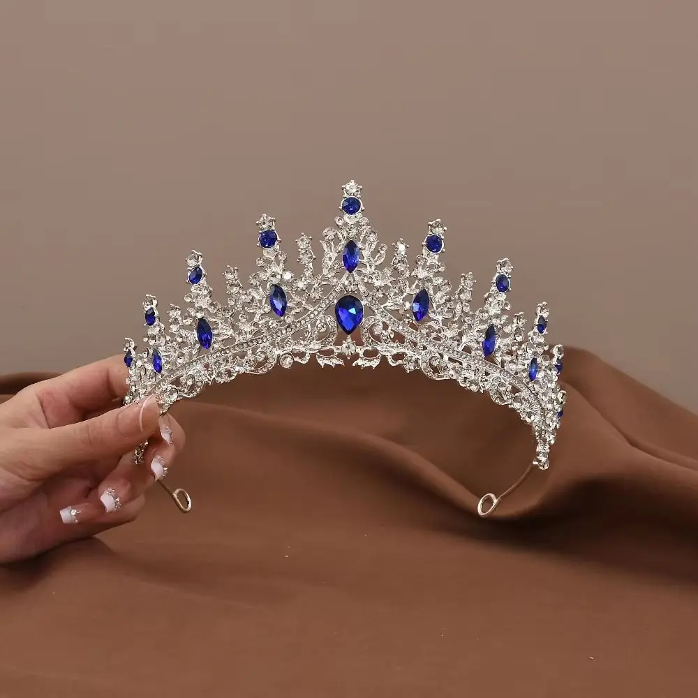 اكسسوارات الشعر حجر الراين رومانسية عقال غطاء الرأس الفاخرة الزفاف تاج أغطية الرأس الحلو العروس تيارا قلادة #3