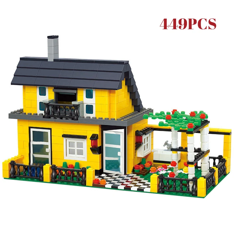 MOC Cottage Villa House Building Blocks Set Architecture Residential Town Hut Toy For Children Birthday Holiday Special Day Gift