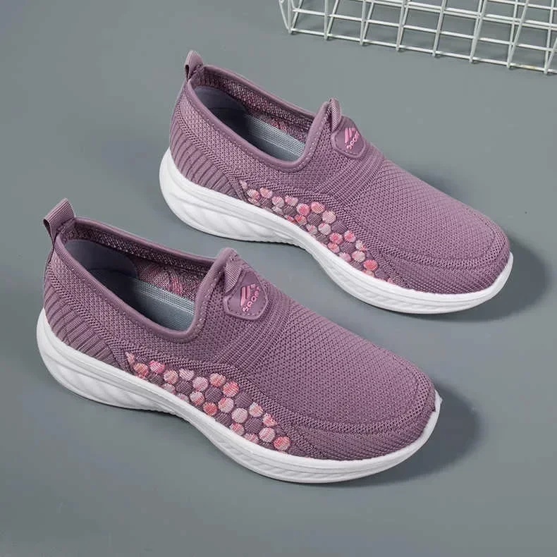 Women's cloth shoes elderly sports and leisure shoes anti slip soft sole velvet comfortable middle-aged and elderly mesh shoes