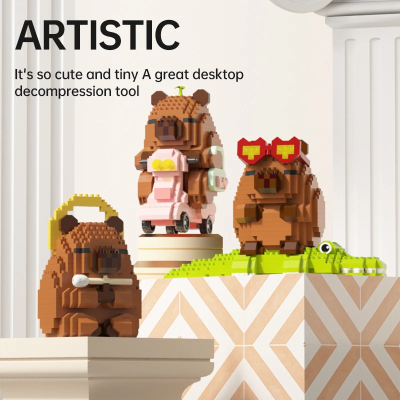 

Lovely Cartoon Animals Capybara Micro Building Blocks DIY Construction Model Building Bricks Educational Toys For Kids Gift