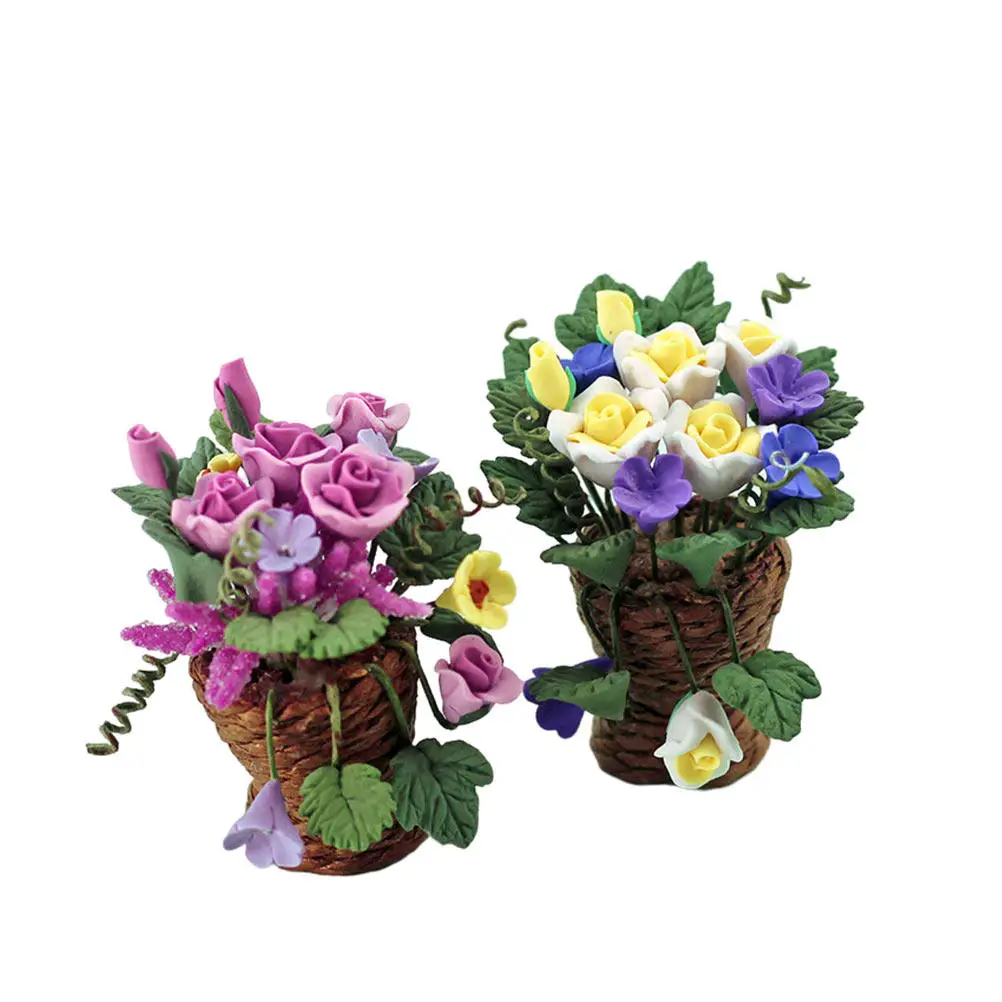 

2 шт. миниатюрные цветочные корзины для микроландшафта, декор для бонсай, креативное украшение для рабочего стола и книжной полки, миниатюрный бонсай для садоводства