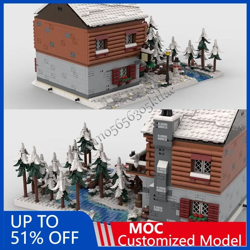 2872 قطعة MOC الشتاء قرية سلسلة الإفطار نزل بناء نموذج لتقوم بها بنفسك تخصيص تكنولوجيا اللغز الجمعية الإبداعية الاطفال اللعب الهدايا