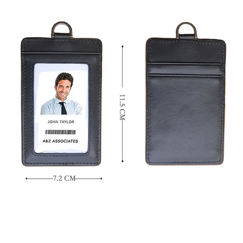 PU Double-Sided ID Card Holder - Employee Staff Students Bus Meal Card Office Meeting Work Pass Card Bank Credit Card Size