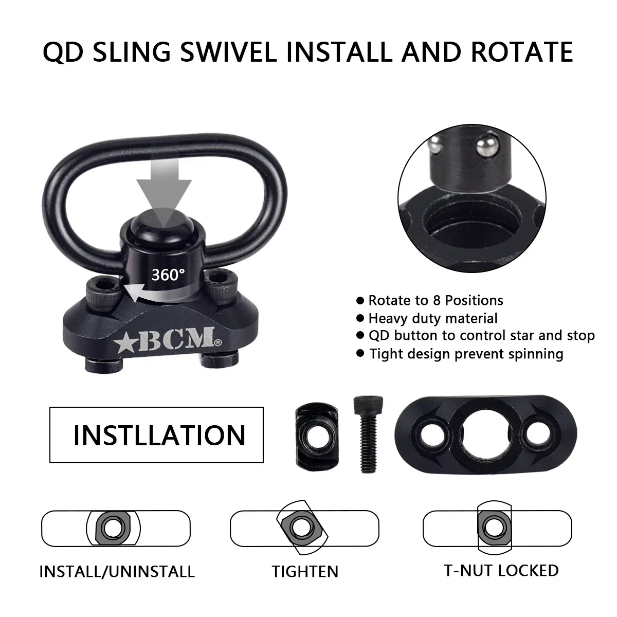 Quick Release Rifle QD Sling Swivel Stud Mount Adapter For Mlok M-LOK Keymod Rail Mount Base Outdoor Hunting Gun Accessories