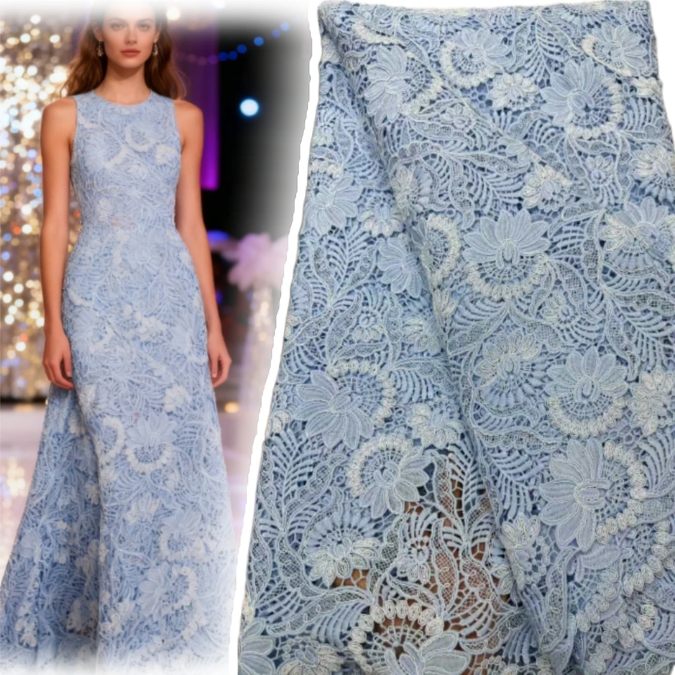 

African White Cord Guipure Lace Fabric 2025 High Quality Nigerian Guipure Fabric Water Soluble for Wedding Dress Sewing SZ1798