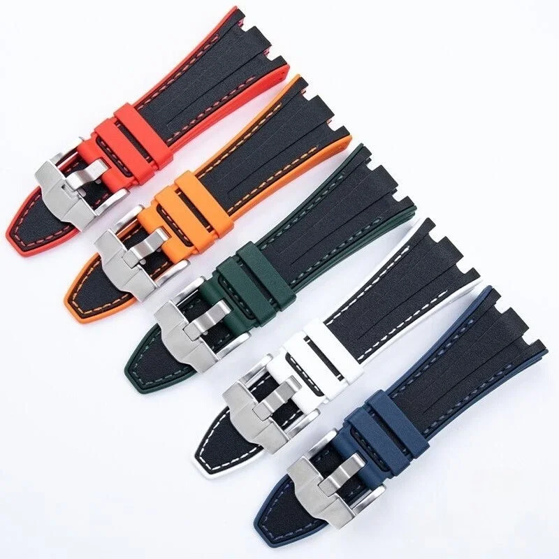 28mm Two-Color Silicone Watch Strap for Audemars Piguet Royal Oak AP 15710/15703/26470/26480/16170/25940 Rubber Band Bracelet