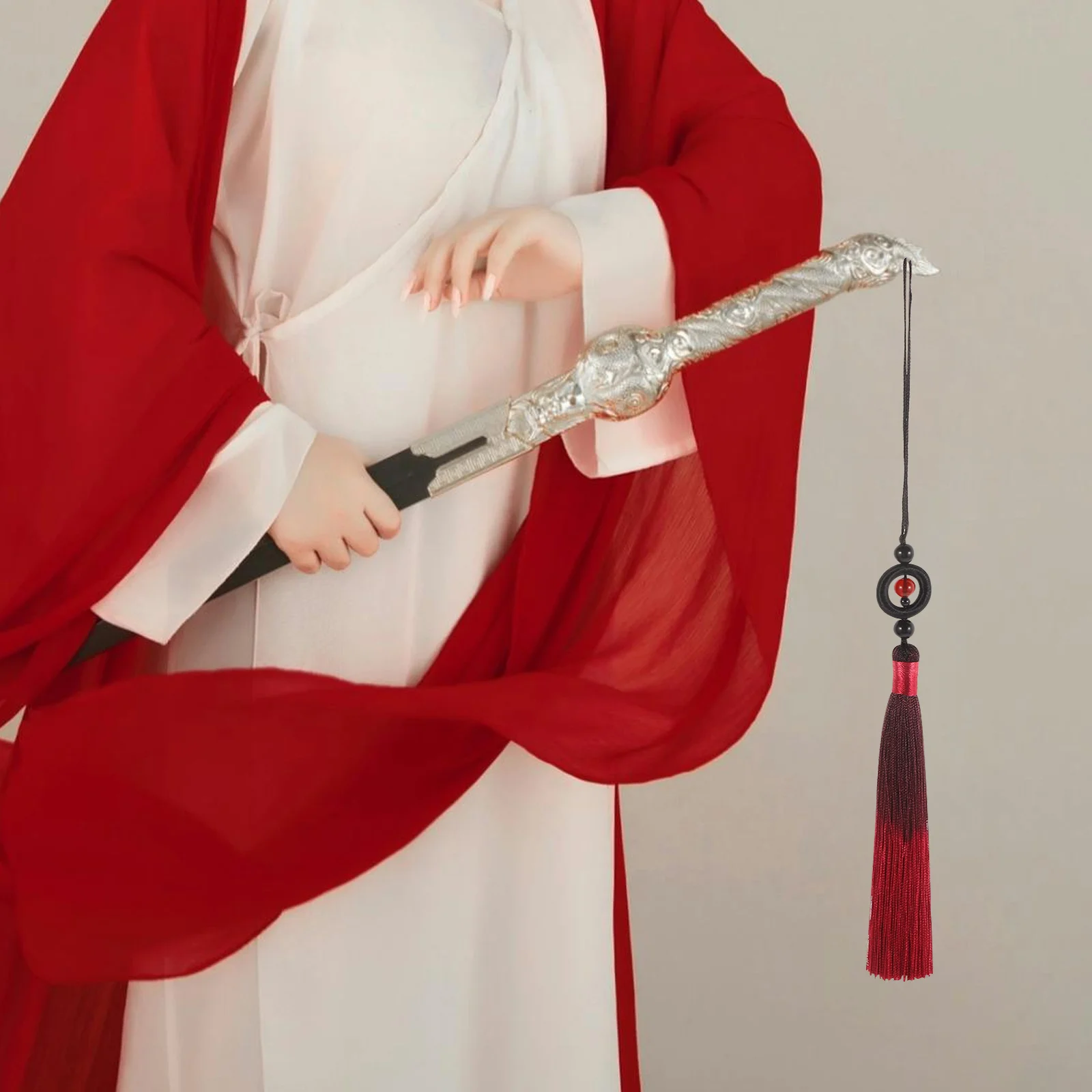 

Tai Chi Sword Spike Chinese Round Hand Fan Wealth Charms Jewelry Hanging Organizer Classical DIY Hanfu Clothes Metal