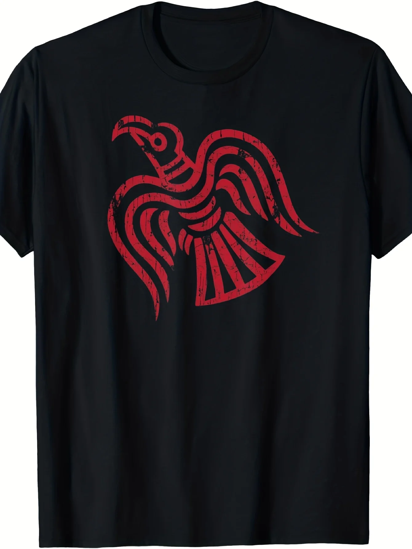 Men's and Women's Viking Odin and Raven Nordic Mythical T-shirt - Printed with Odin Raven Pattern and Nordic Rune Art T-shirt