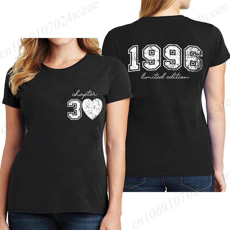 Women's Fashion T Shirts Clothing Vintage 30th Birthday Women Aesthetic T-shirts Classic 1996 Graphic 30 Bday Casual Tee Shirts