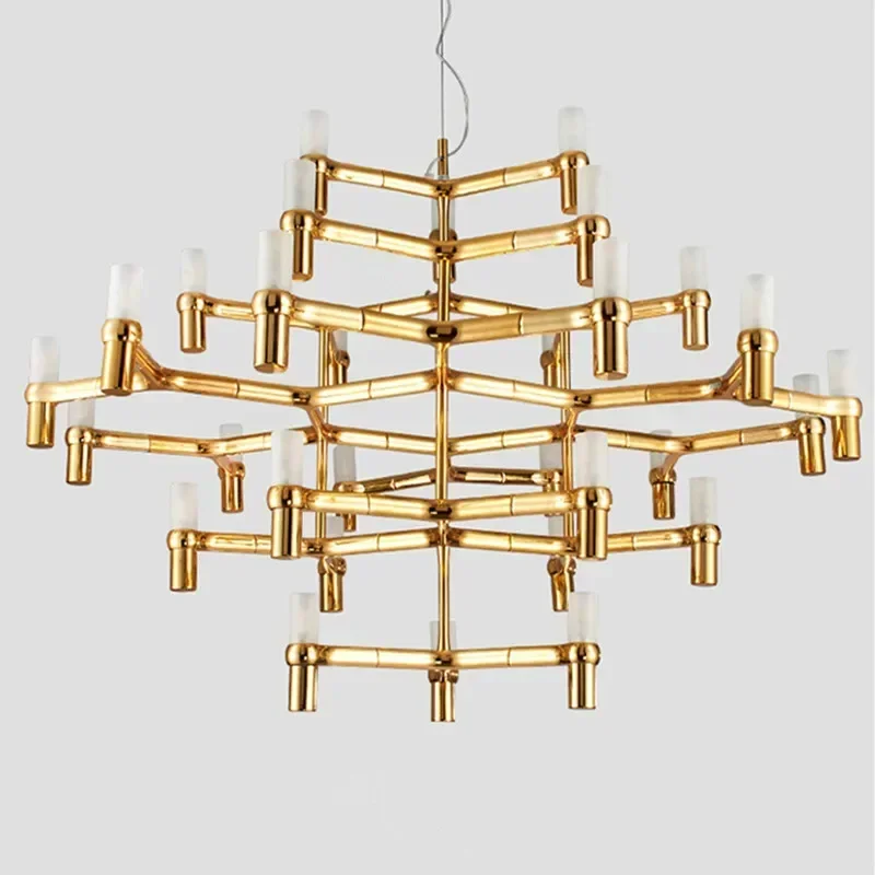 Modern Luxury Villa Foyer G9 Led Chandelier Gold Chrome Metal Pendant  Lighting Adjustable Cable Hanging Lamp Fixtures