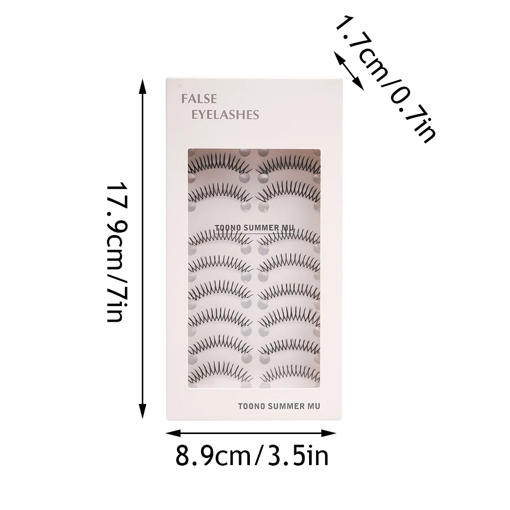 10 pares de cílios postiços com 1 pc pinça grátis extensão de cílios tira transparente em forma de u cílios postiços maquiagem diária dos olhos chicote