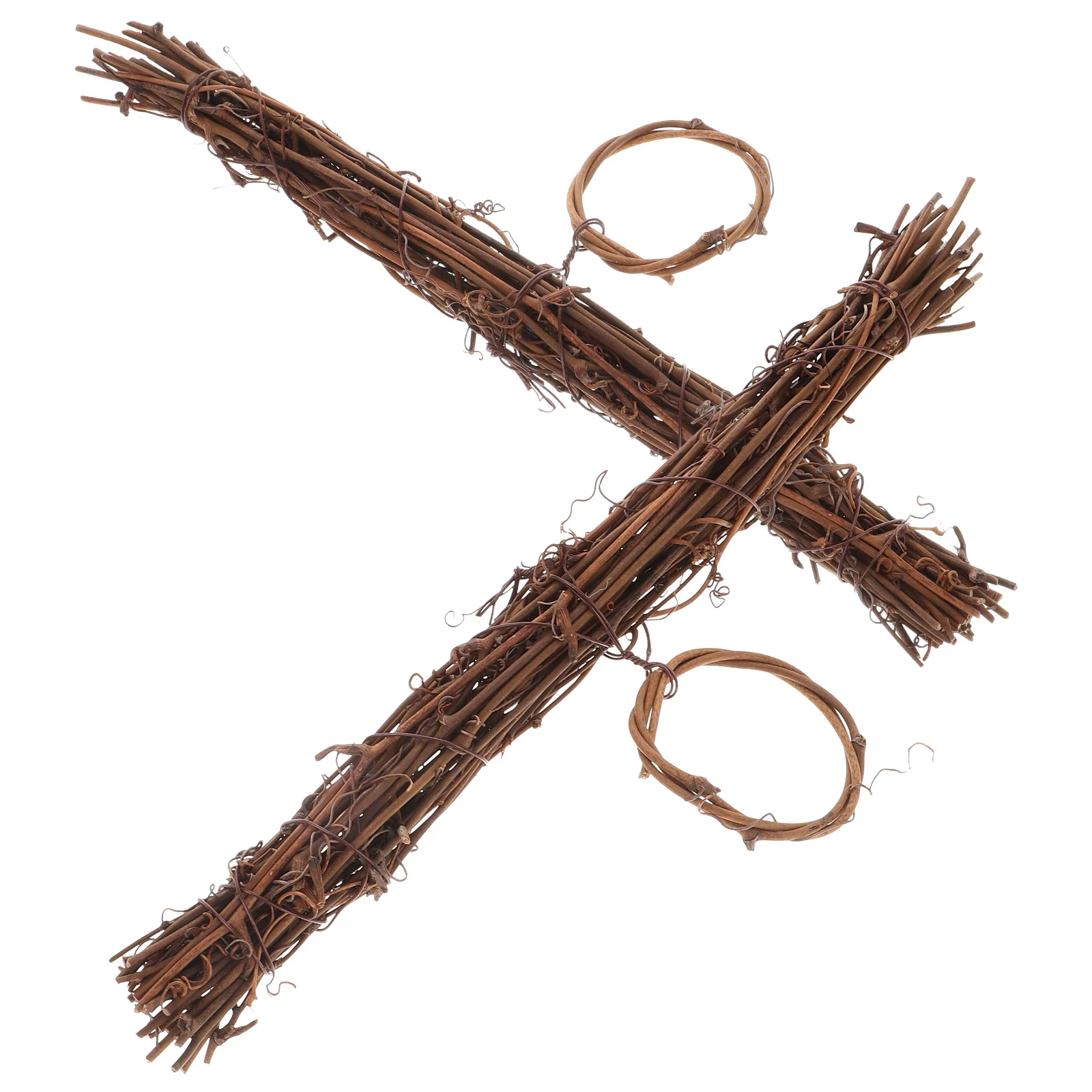 

2pcs Rattan Hangers Decor Small Halloween Wreath Craft Natural Vine for DIY Christmas Decorations Brown Rattan Frame