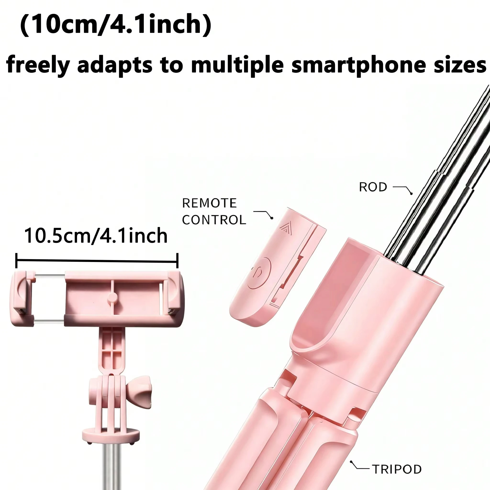 1 Pack Mini Wireless Selfie Stick with Tripod Stand, Remote Control & Phone Holder, Built-In Tripod for Travel