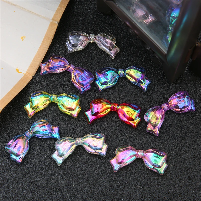 4/10pcs 13x29mm Acrylic Transparent Bow Loose Beads Colorful Bow Tie Beads For Jewelry Making DIY Bracelet Necklace Earring