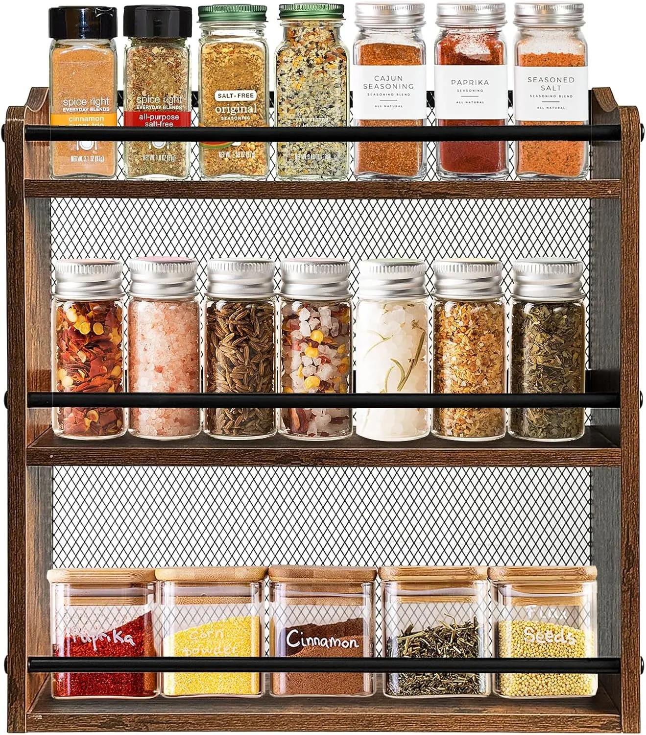 

Spice Rack Wall Mount for Spice Jars & Seasonings, 3 Tier Large Wall Hanging Spice Rack Organizer for Kitchen Cabinet,