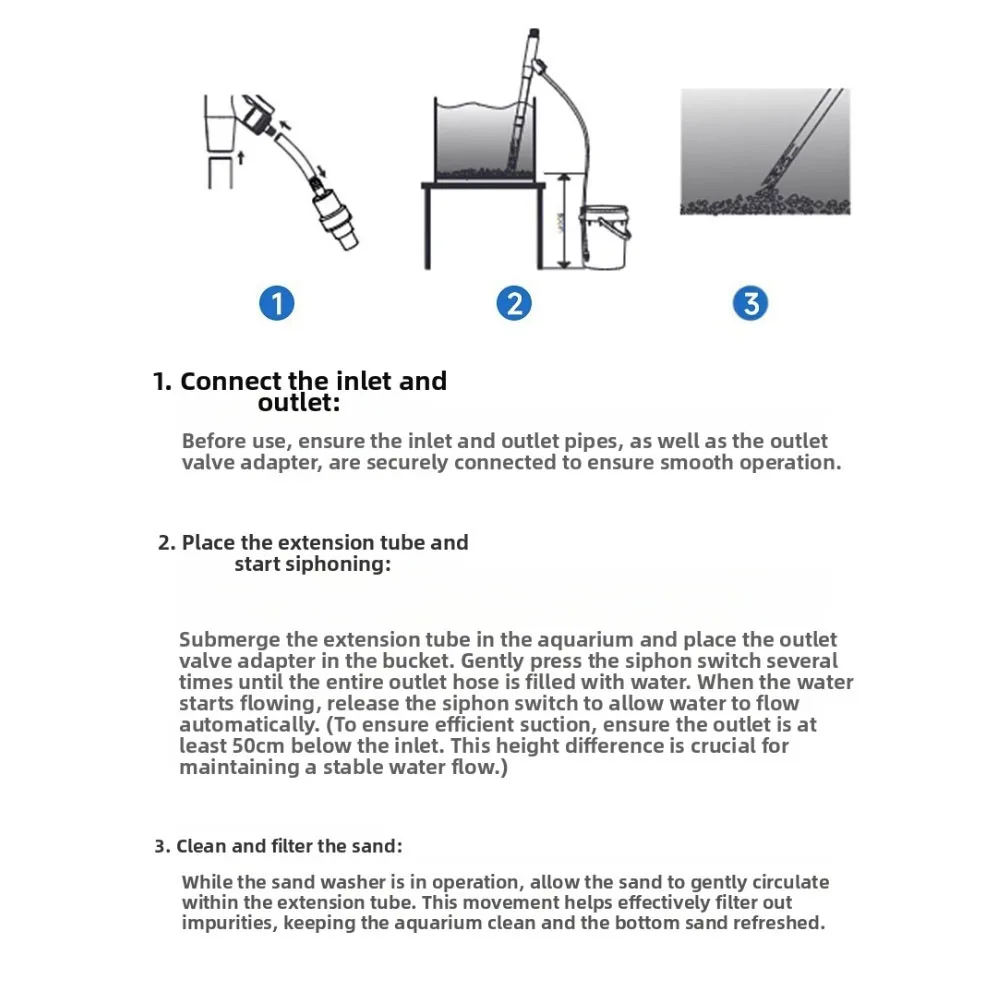 

Aquarium Siphon Vacuum with Water Flow Control and Extension Pipe for Gravel Cleaning and Efficient Water Replacement