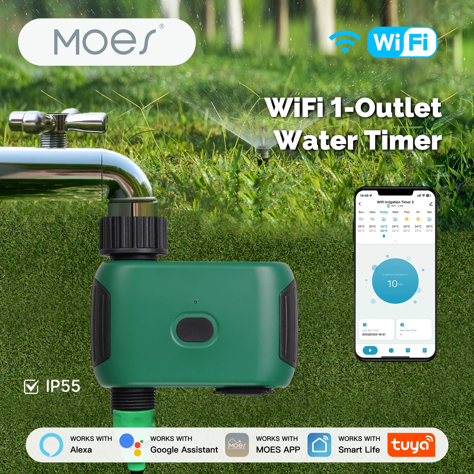 

MOES Tuya Wi-Fi Smart 1, таймер для воды, автоматизация орошения, планировщик, приложение, дистанционное голосовое управление, работа с Alexa Google Home