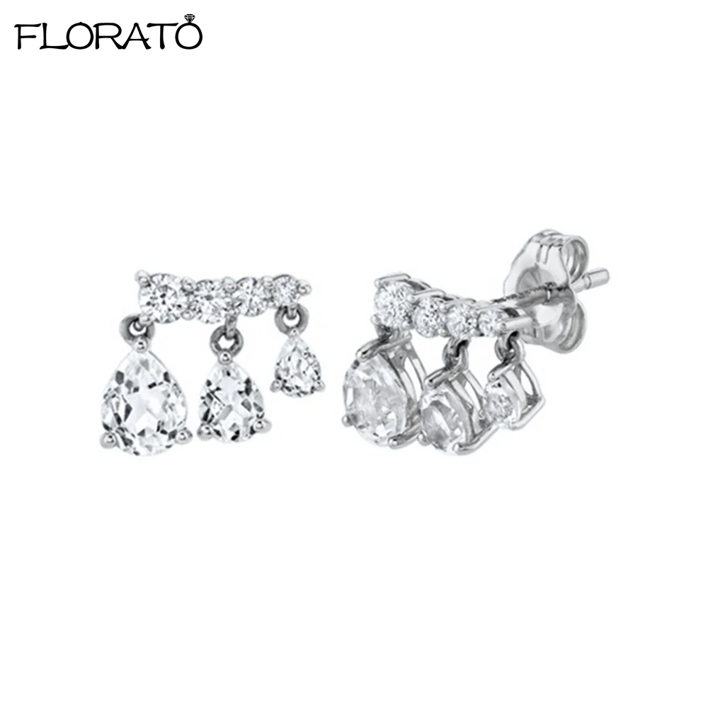 

2024 New Water Droplets Dangle Earrings for Women Elegant CZ Crystal Shining Long Hanging Ear Fashion Wedding Party Jewelry