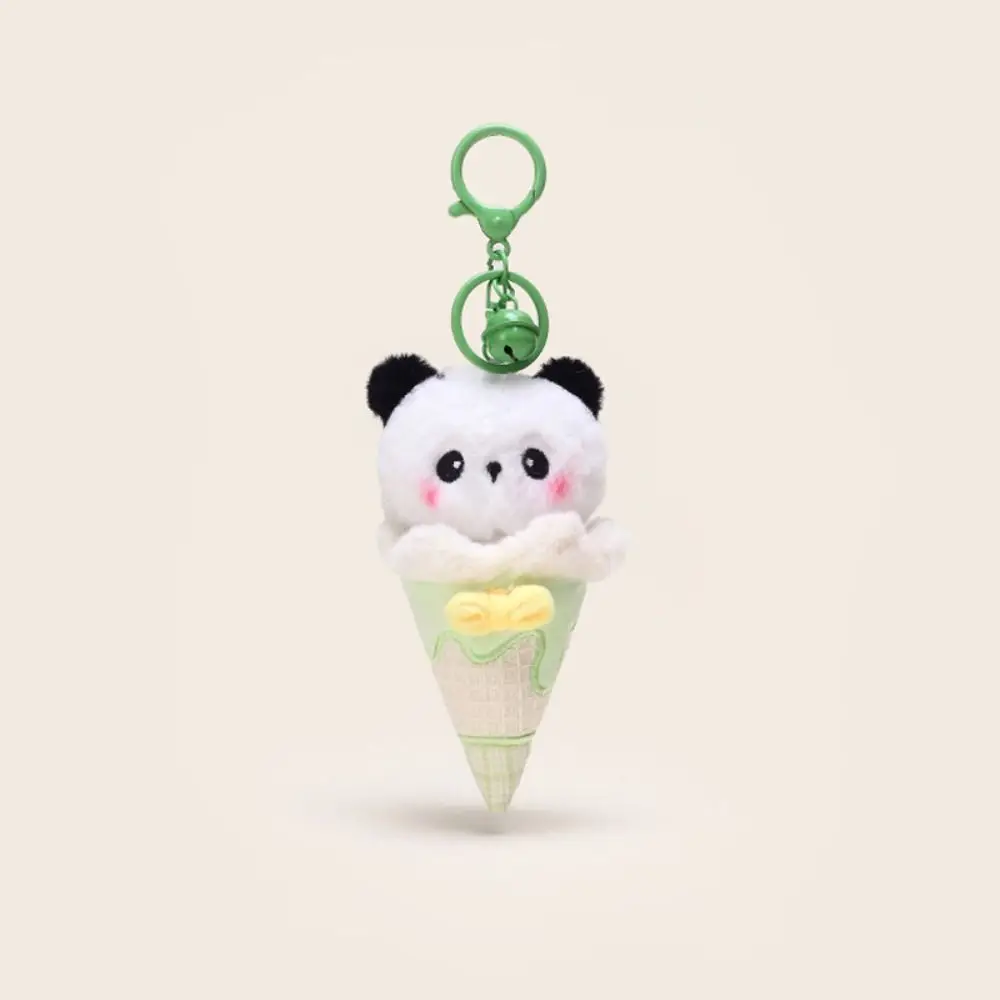 Adorkable Bear Ice Cream Cone Keychain Cat Mental Plush Animal Key Ring Sweet Cone Soft Backpack Pendant Girls