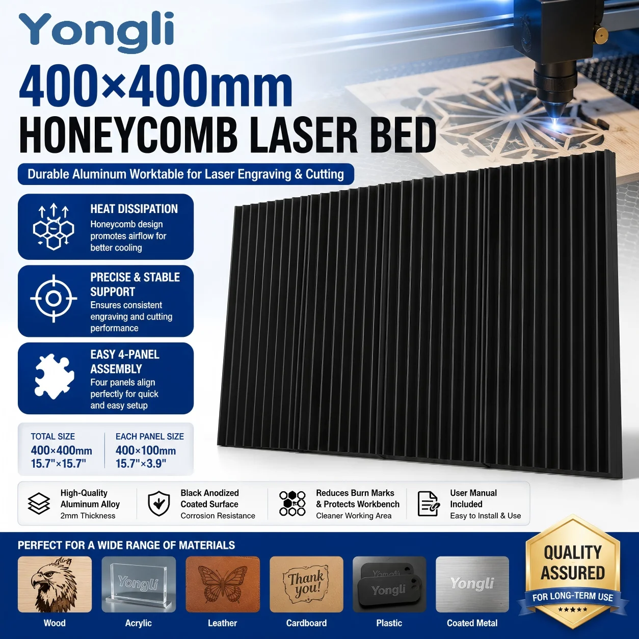 400x400mm Honeycomb Laser Bed Aluminum Working Table for CO2 Laser Engraver Cutter CNC Machine Accessories Heat Dissipation