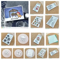 Swings Christmas Stars Cold Hats Santa Door Metal Cutting Dies Silicone Stamps Scrapbooking Stencil Photo Album Card DIY Paper
