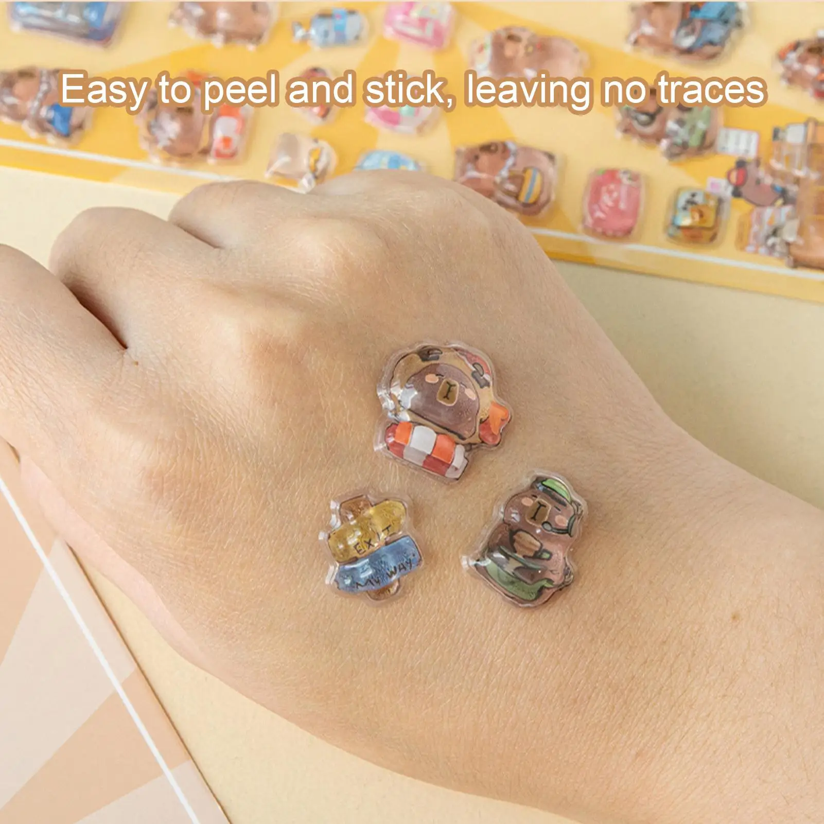 ملصقات ثلاثية الأبعاد لاصقة قوية على شكل رسوم كرتونية كابيبارا شارات لاصقة لهاتف جراب الهاتف وحفلات أعياد الميلاد والفصول الدراسية ومكافأة النشاط #4