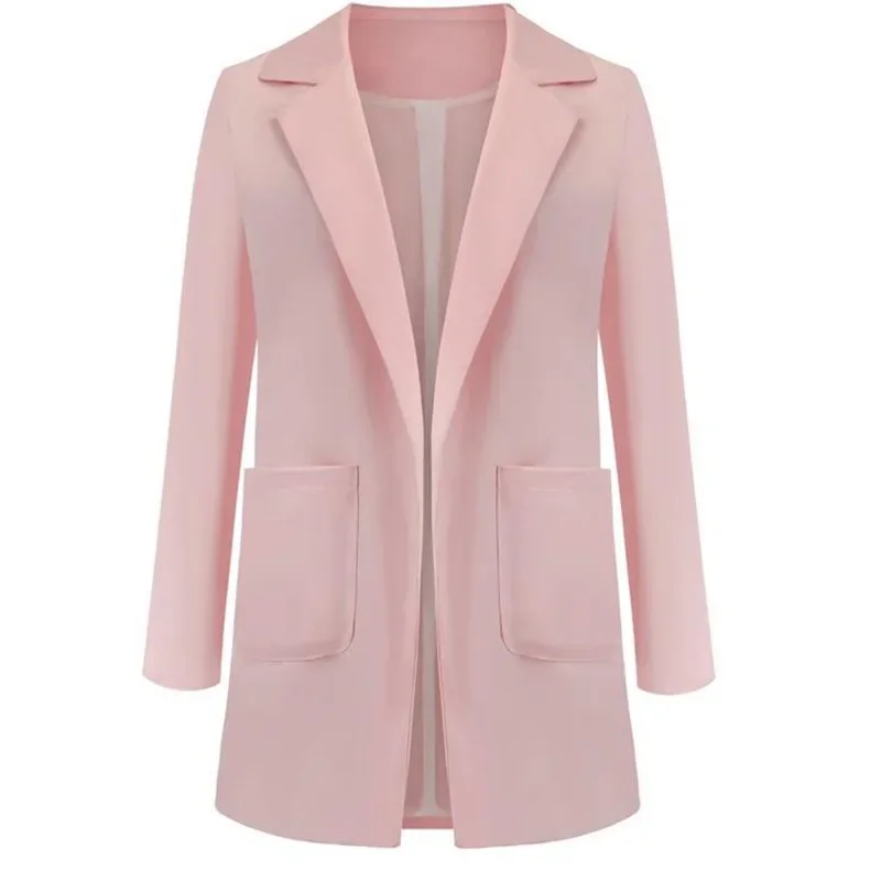 Chaqueta de traje para mujer, cárdigan de manga larga de Color sólido, chaqueta delgada Formal, monos de Joker informales de moda, abrigo para mujer