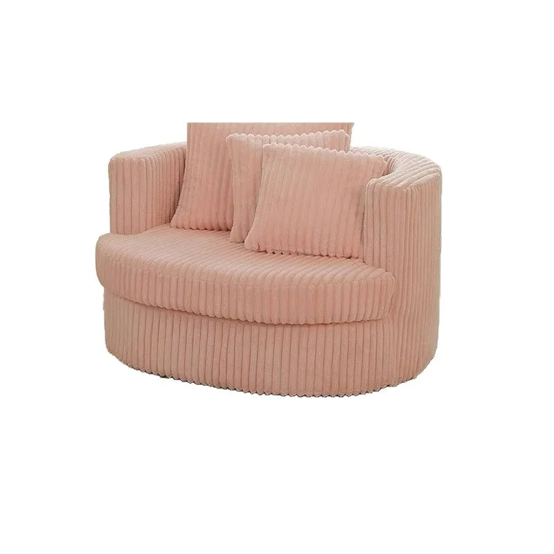 

Cream sofa corduroy living room single explosion lazy sofa pink rotating small sofa wind new wood