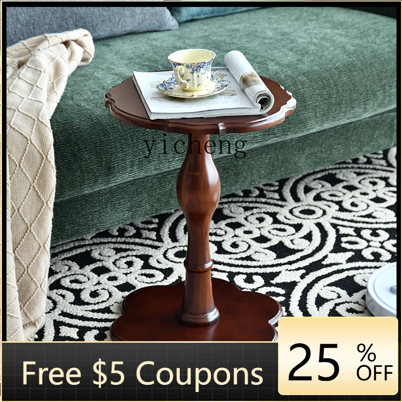 

Z1 retro solid wood small side table tray floor candlestick high-end shelf medieval small coffee table