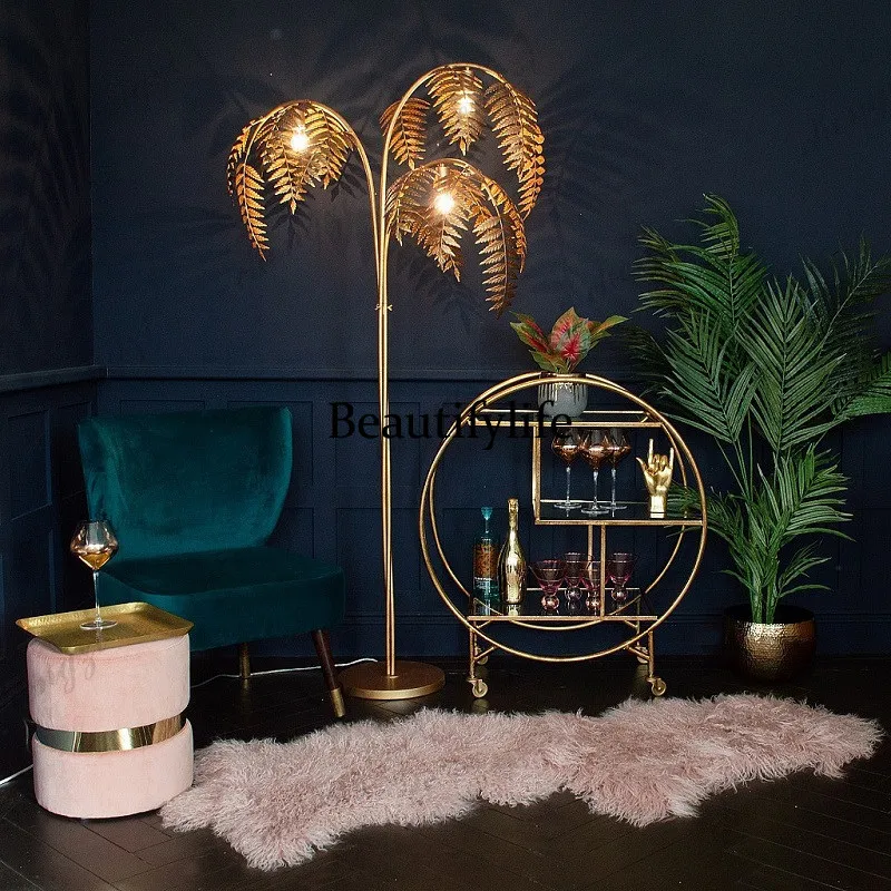American living room bedroom clothing store creative design wrought iron palm leaf sofa high-end light luxury retro