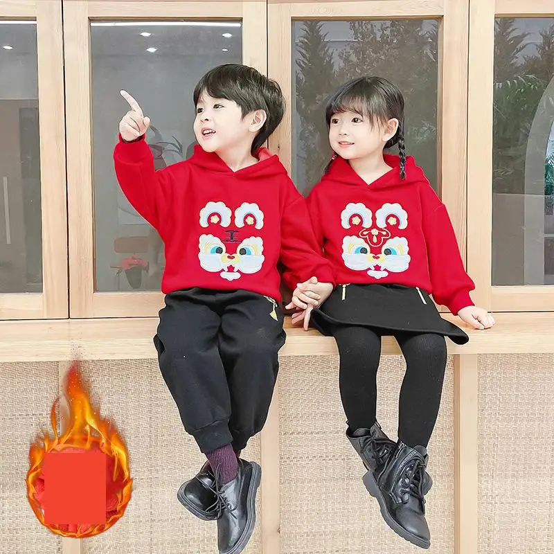 

Boys Winter New Cartoon Embroidery Tang Suit Children Round Collar New Year Outfits Kids Chinese Lovely Thick And Quilted