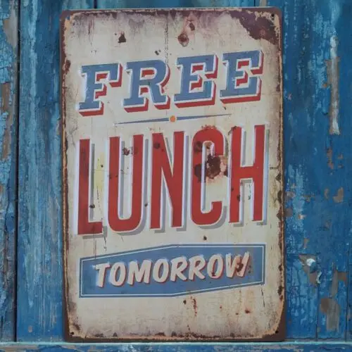 FREE LUNCH TOMORROW Vintage Metal Tin Signs Resturant Wall Poster sign