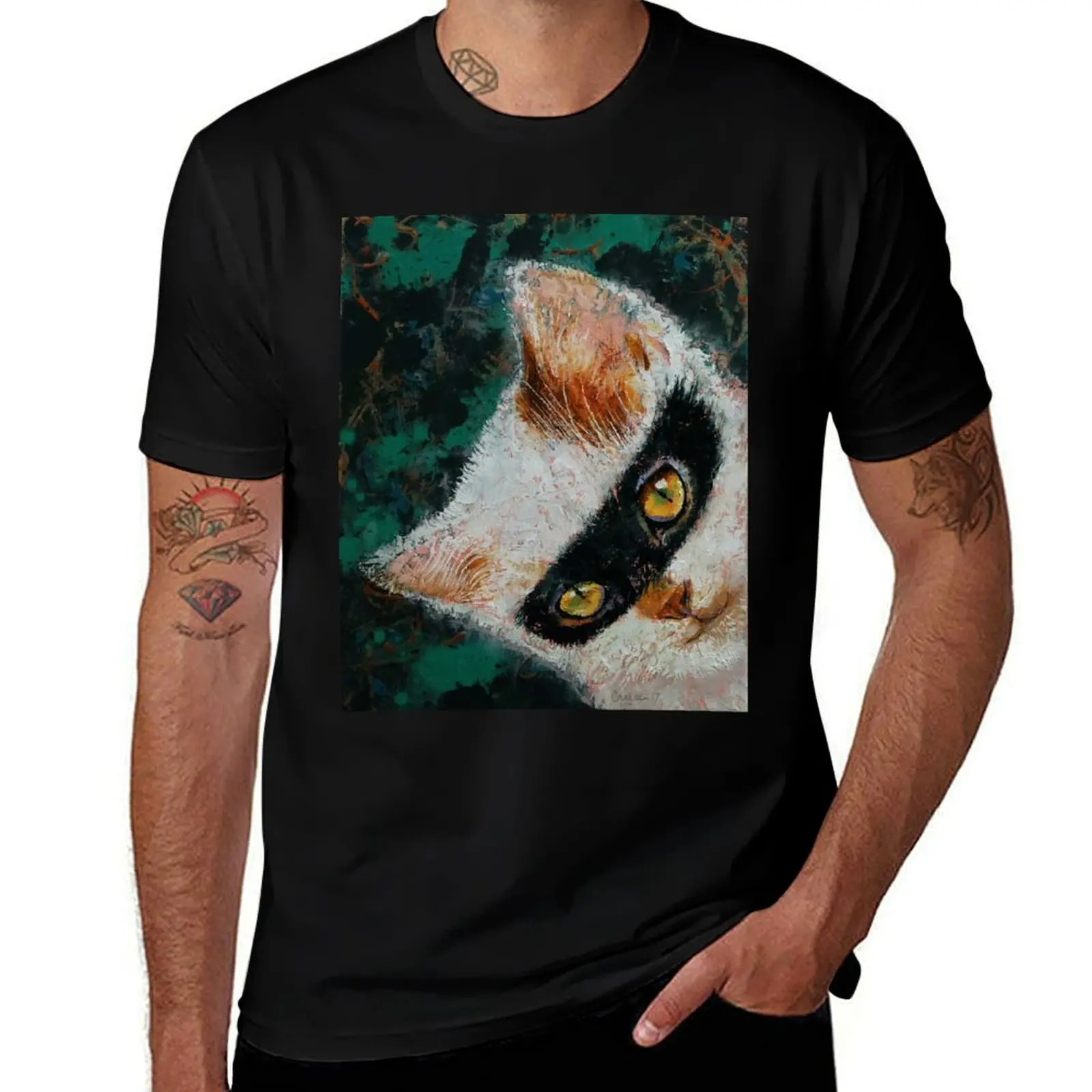 Футболка "Кошачий вор" из хлопка для мужчин