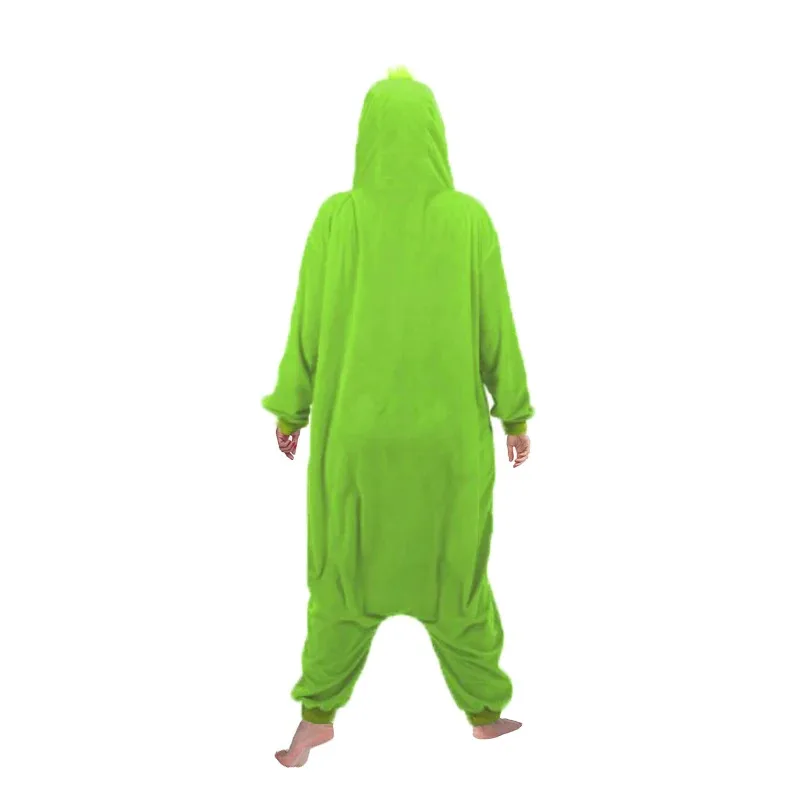 Zipper Adult Kigurumi Men Green Cosplay Onesie Pajamas Homewear Sleepwear Jumpsuit Christmas Party Costume Birthday Gift