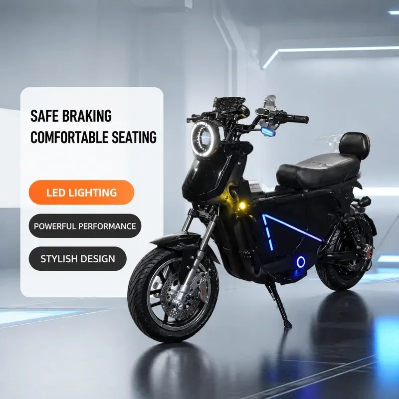 High Speed Electric Motorcycle Two Wheel E Bike with Headlights for Urban Transportation