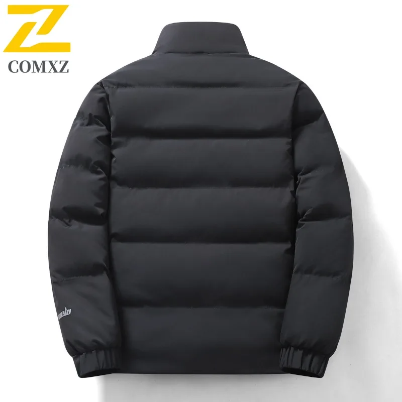 COMXZ Men Cotton Padded Jacket Stand Collar Ski Trip Warm Snow Adventure Winter Jacket Street Look Windproof Design Padding Coat