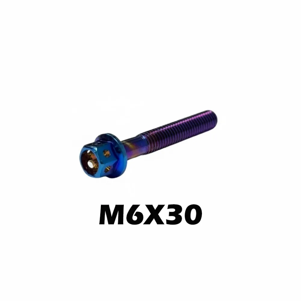 High Quality M6 Titanium Bolt With Drilled Holes 10/15/20/25/30/35/40/45/50/60 Hex Head Screws Blue Hex Head Bolts Motorcycle