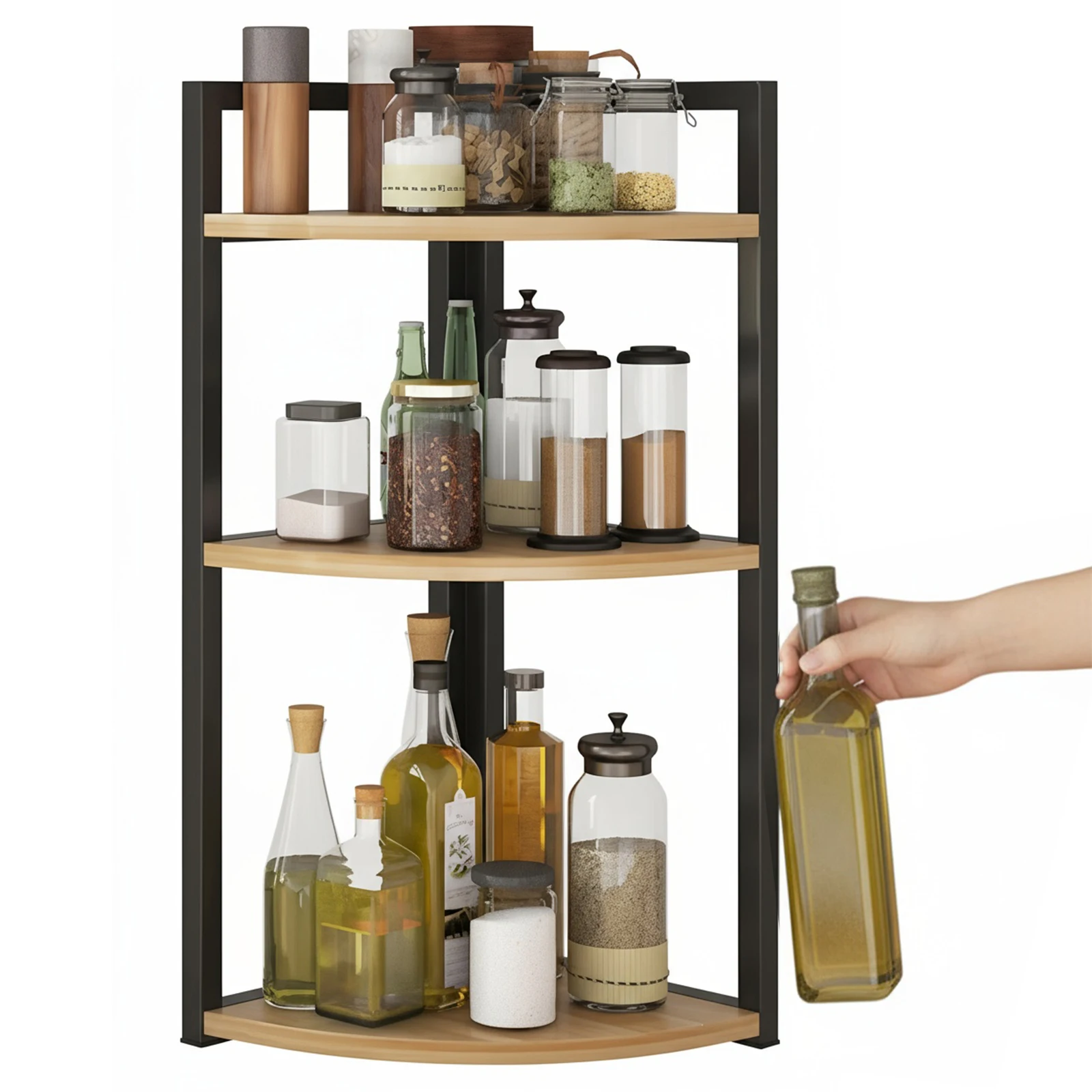 2 Tier Metal Kitchen Corner Organizer Rack