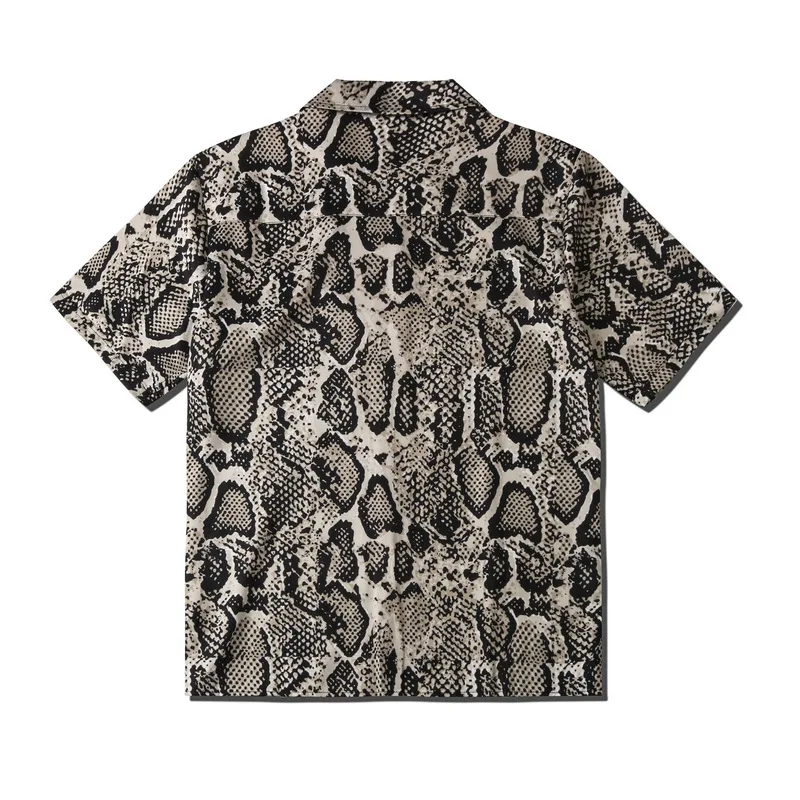 Camisas De Verano Para Hombres Summer Men Vintage Snake Pattern Printed Social Shirts Men's Oversized Short Sleeve Luxury Shirt