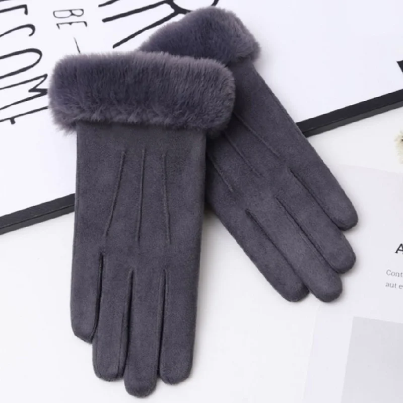 Gants de sport en plein air pour femmes, mitaines chaudes en fourrure, écran, mode féminine, automne, hiver, mignon