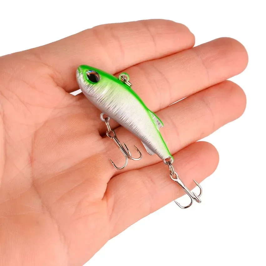 4g 4cm VIB Fishing Lures Metal Treble Hooks Sinking Vibration Artificial Bait Winter Mini Lifelike 3D Eyes Swimbait Crankbait